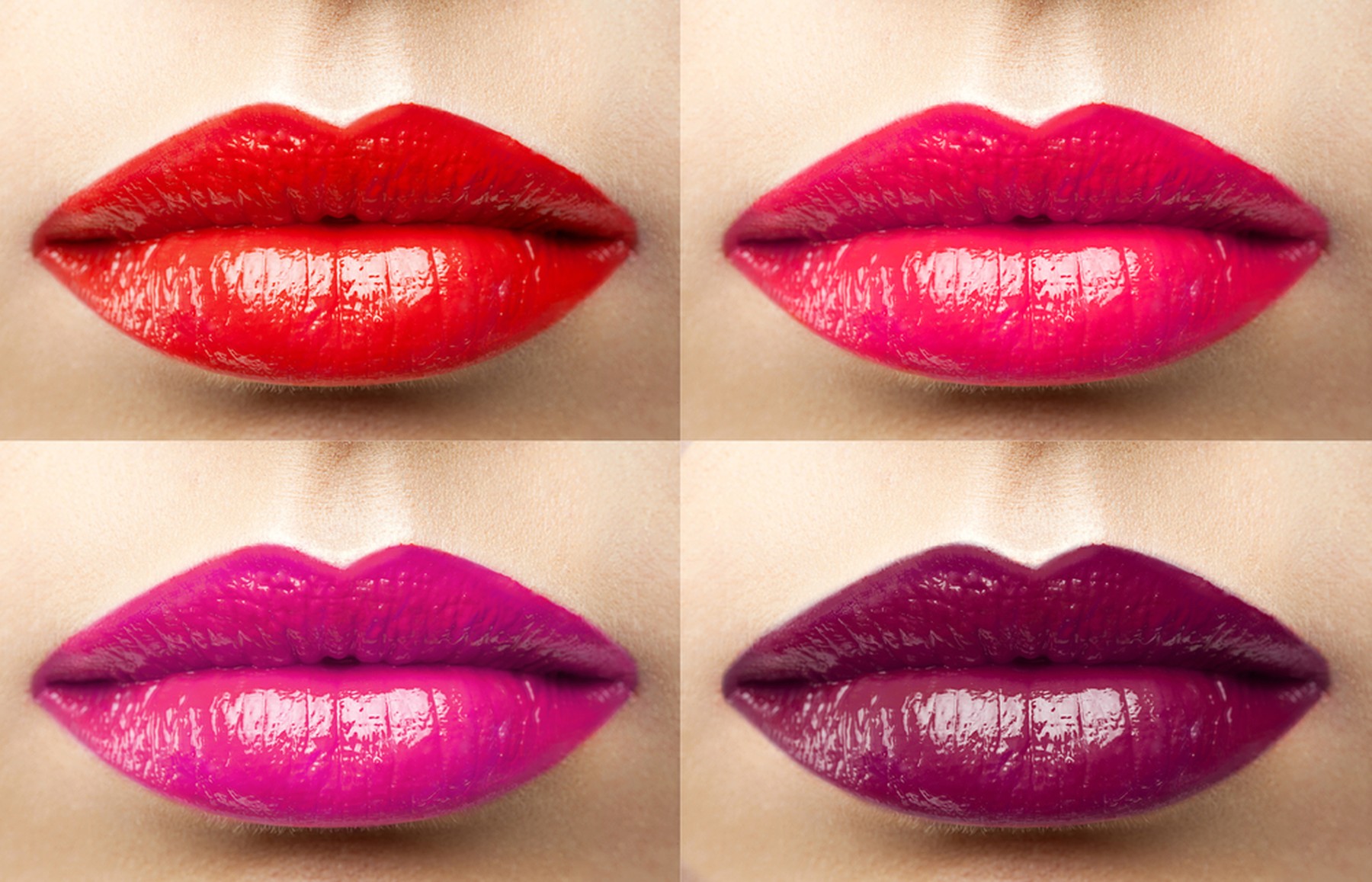 cuatro labios pintados en diferentes colores
